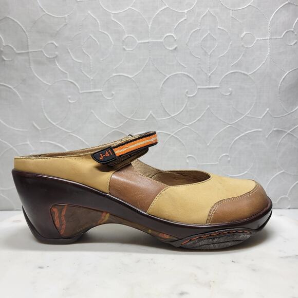 J41 Adventure On Mary Jane Wedge Womens 8.5 Leather Slides Gorpcore Clogs - Picture 1 of 16